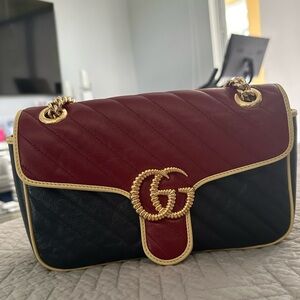 Azalea Calfskin Matelasse Shoulder Bag Blue Agata New Cherry Red Butt.